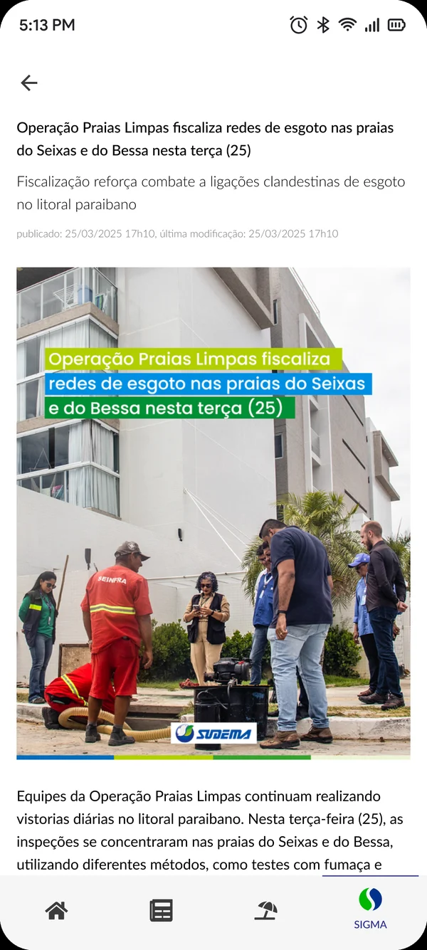 Notícia aberta com título, subtítulo, data de publicação, foto e texto
