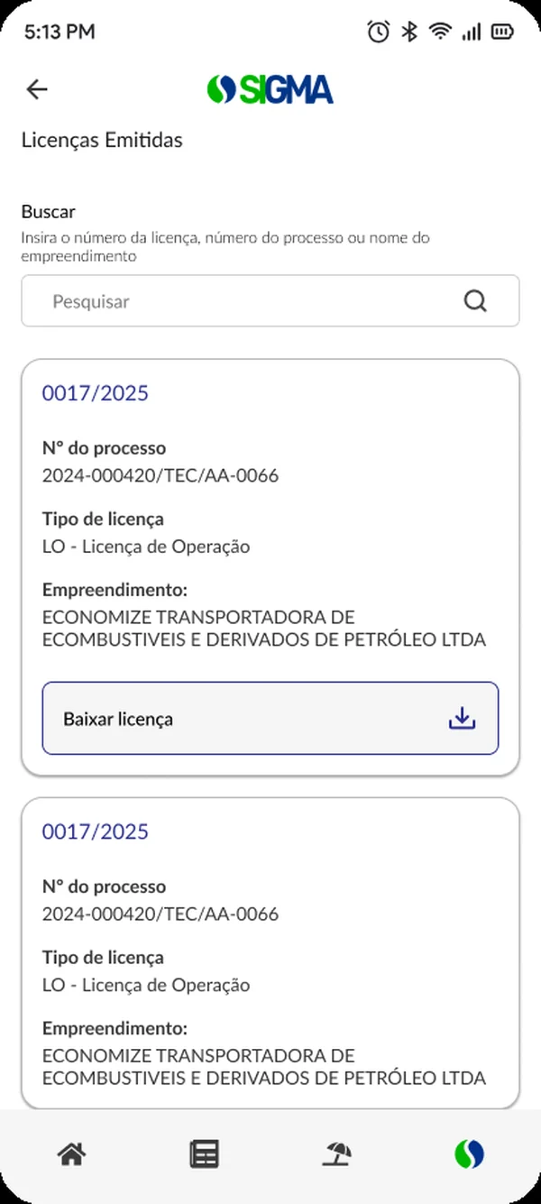 Área SIGMA com resumo de solicitações e processos, atalhos e últimas movimentações