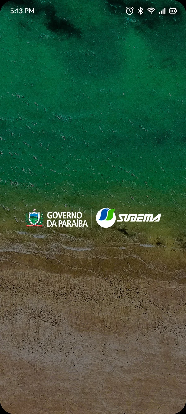 Tela de abertura com as marcas do Governo da Paraíba e da SUDEMA sobre foto aérea do litoral